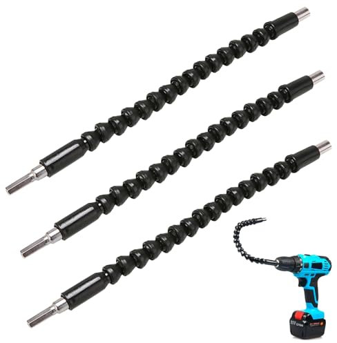 3stk Flexible Shaft Drill, Flexible Drill Extension, Bohrer-Verlängerung, Flexibler Bohraufsatz, Flexible Welle Bohrmaschine, Um die ecke schrauber, für elektrische Bohrmaschinen, Schwarz