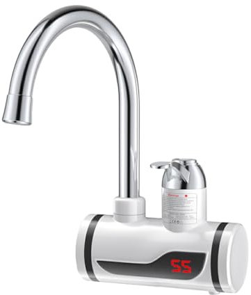 siduytin Grifo eléctrico 3000W LED para lavabo, grifo giratorio de 360 grados, cocina, baño, mezclador de agua fría y caliente, rociador de calentador de agua, de entrada lateral