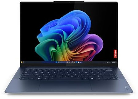 Lenovo Yoga Slim 7 14Q8X9 Copilot+ PC Qualcomm Snapdragon X1E-78-100 Ordinateur Portable 36,8 cm (14.5) Écran Tactile 3K 32 Go LPDDR5x-SDRAM 1 to SSD Wi-FI 7 (802.11be) Windows 11 Home Français Bleu