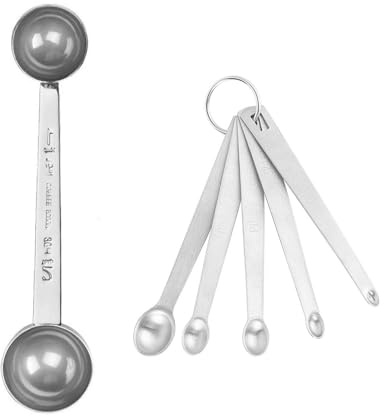 1 Piece Double-Head Measuring Spoon, 5 Piece Mini Measuring Spoon, Metal Protein Powder Spoon, Measuring Spoon with Scale, Outdoor Convenient Spoon, Kitchen Measuring Spoon Tool