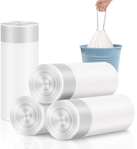 Sacs Poubelle 15 Litres avec Fermeture à Cordon – Ultra-Résistants, Anti-Déchirure pour Salle de Bain, Bureau & Maison (100 Pièces)