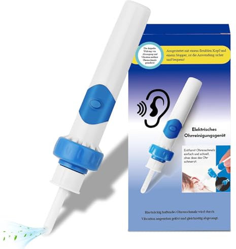 Ohrenschmalz Entferner Sauger,Ohrreiniger für Erwachsene, Elektrischer Ohrenschmalz Entferner mit Sauger und Waschbaren Ersatzköpfen-Indigo