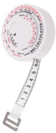 SHERCHPRY Cinta Métrica Retráctil De 1,5 m Para Fitness Calculadora De Imc y Medidor De Grasa Corporal, Plástico Resistente, Diseño Redondo Compacto, Adecuado Para Control De Salud y Medición Corporal