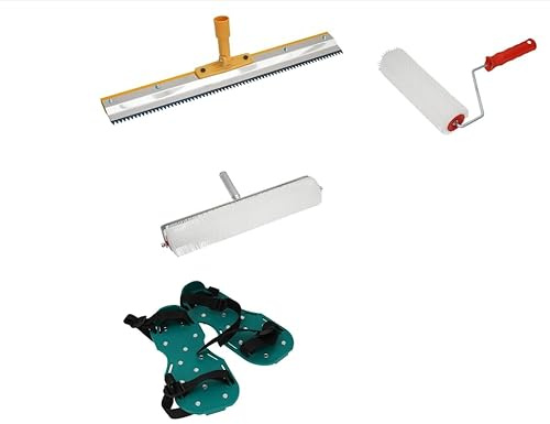 Bodenbeschichtung Set, Nagelschuhe Stachelwalze, Stehrakel 56cm Großflächenrakel Entlüftungs Set Epoxidharzbeschichtung Ausgleichsmassen