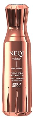 NEQI Spray Diamond Glass (150ml) – Finitura brillante effetto vetro – Termoprotettore fino a 230 °C – Anticrespo & anti-umidità – Per tutti i tipi di capelli