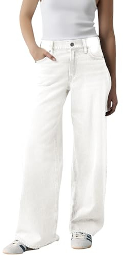 Generiska jeansbyxor, dam, breda ben, byxor, säckig jeans, raka jeans, hög midja, palazzobyxor, vida ben, tygbyxor, byxkostym, eleganta fritidsbyxor med fickor, säckiga jeans, flickor
