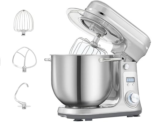 Robot De Cocina Multifunción Con Tazón De Acero Inoxidable De 6L Eléctrica Batidora Amasadora Repostería Con Ganchos Para Masa, Batidor, Batidor Para Pastel, Masa, Pan, Postres 1200W
