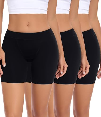 Niwicee Dam anti-skavning shorts sömlösa boxershorts underkläder ultramjuka säkerhetspojkar för underklänningar löpning yoga leggings trosor 3-pack