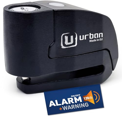 URBAN UR6B Candado Moto con Alarma Inteligente | Antirrobo Disco Más Eficaz | Hi-Tech, 120db, LED, Warning Sensibilidad A+, Pila CR2 Larga Duración, Más Impermeable, Pinza 6mm Universal Scooter Bici