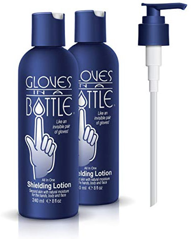 2 x 8oz Gloves In A Bottle Shielding Lotion+ 1 pump dispenser - for dry cracked skin