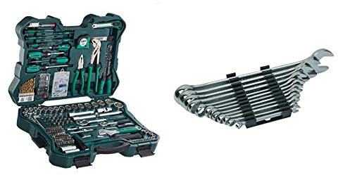 Mannesmann - M29088 - 303 piezas Juego de llaves de vaso y herramientas + M19652 Juego de 12 llaves combinadas 6 a 22 CV