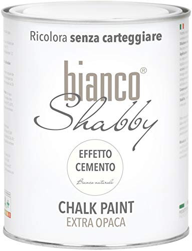Chalk Paint EFFETTO CEMENTO Extra Opaca per Mobili e Pareti Colore Bianco Naturale (1 Litro)