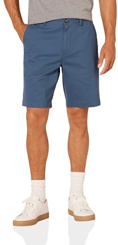 Amazon Essentials Pantaloncini Chino Vestibilità Aderente, 23cm Uomo, Turchino, 34W