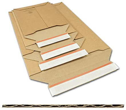 verpacking 100 Versandtaschen (4 Größen mit je 25 Wellpapptaschen - für A6 | A5 | A5+ | A4) in Premium Qualität Braun Wellpapp Versandtasche Kartonversandtasche