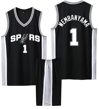Ensemble Basket 2 Pièces Enfant/Adulte 2024, Maillot de Basket Noir S sans Manches et Pantalon Court