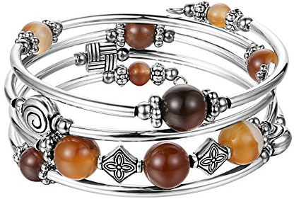 FULU AUTUMN Bracelet de Perles en Argent pour Femme-Bijoux Bohème Multicouches-Cadeau Fete Des Meres pour Maman