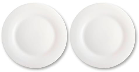 Tradineur Elba Lot de 2 assiettes plates 25 cm Matériau résistant Passe au lave-vaisselle et au micro-ondes Idéal pour la maison, la cuisine et l'hôtellerie.