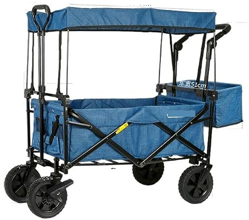 ANIIC Bollerwagen Faltbar Gartenwagen Klappbarer Gartenwagen Mit 4 Rädern, Robuster Einkaufswagen Für Outdoor-Camping Am Strand Handwagen Strandwagen