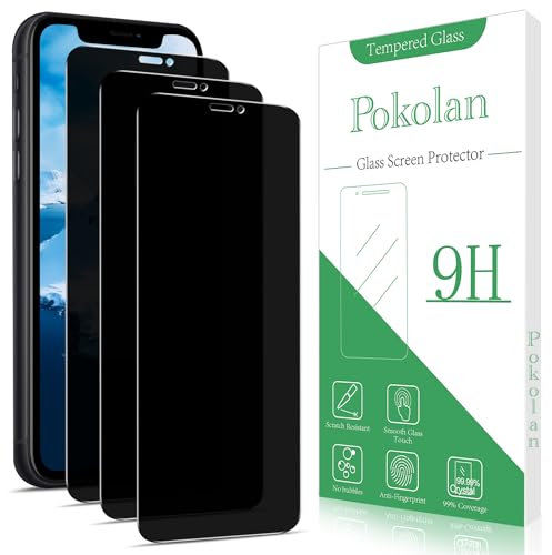 Pokolan 3 Pack Privacy Screen Protector for iPhone 11, iPhone XR, Anti Spy Tempered Glass, 9H Hardness, Case Friendly, Anti Scratch, Bubble Free, Easy to Install