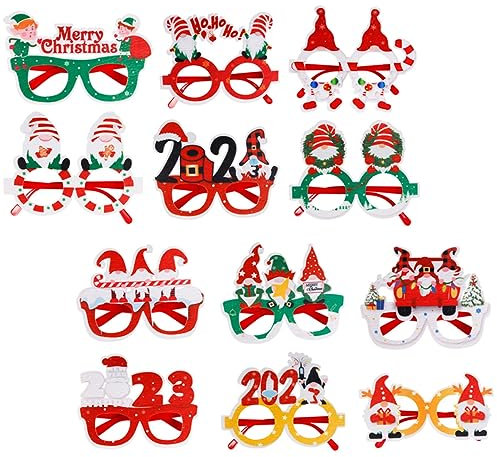 JOINPAYA 12stücke Weihnachtsbrillen Für Partys Lustige Fotorequisiten Mit Verschiedenen Designs Für Erwachsene Und Mädchen Für Weihnachtsfeiern Und Festliche Anlässe