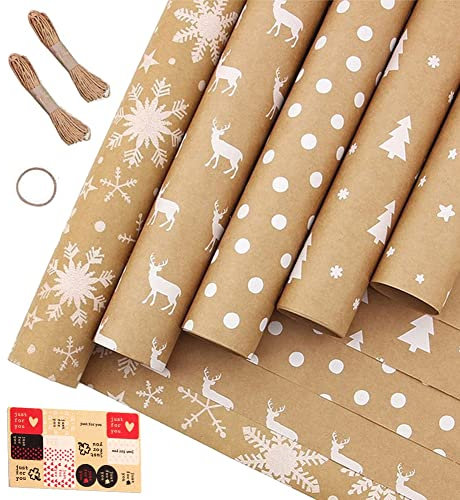 Steowsey GeschenkpapierböGen, für Weihnachten Geburtstagsparty Geschenkpapier Set mit 5 Geschenkpapieren, Geschenkpapier