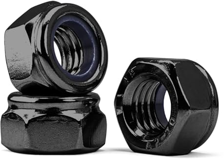 M10-1,5 Sicherungsmuttern Selbstsichernde Muttern, A2 V2A 304 Edelstahl Schwarzes Oxid, Sechskantmuttern Stoppmuttern Kontermuttern Set DIN985 (20 Stück)