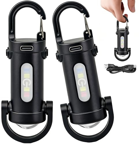 TaimeiMao 2 Mini portachiavi super luminoso, mini torcia LED super luminosa, 1200 lumen, 3 modalità, luce LED, per casa, lavoro all'aperto, viaggi, campeggio, nero