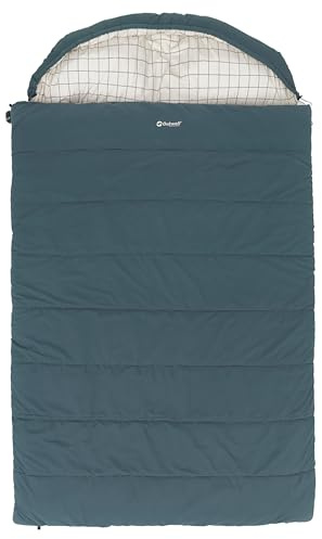 Outwell Camper Lux Double Sleeping Bag – 3-4 Season Couples Camping Sleeping Bag, Splits into Two Singles, Polycotton, Built-In Pillow, Ultra Warm & Comfortable, Indoor & Outdoor use