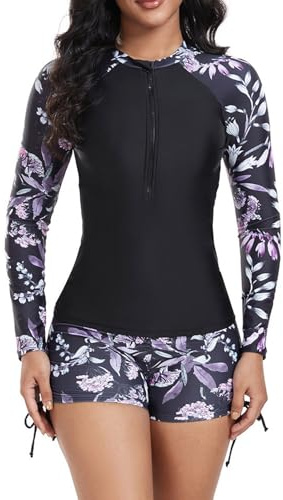 Neopreno Mujer Bañador Neopreno Mujer Traje Surf Bañadores Deportivos Short De Baño Manga Larga Camiseta Solar Natacion Aquagym Trajes Tallas Grandes Rashguard Playa Corto Chaqueta 4XL Swimsuit Women