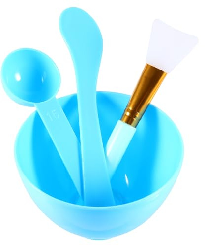 STOBAZA Set Strumenti per Maschere Viso 4 Pezzi Ciotola in Silicone, Pennello e Spatola, per Uso Domestico e Centri Estetici