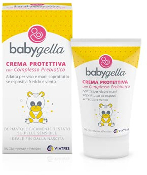 Babygella Crema Protettiva, Crema Viso Neonato con Burro di Karité e Olio di Crusca di Riso, Azione Protettiva e Nutriente, Confezione da 50 ml