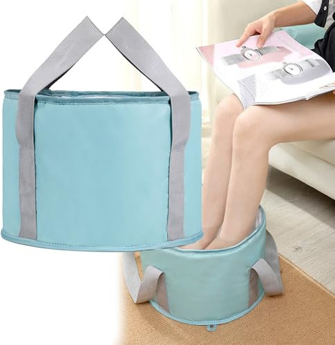 Lavabo Portátil Para Remojo De Pies con Bolsa de Almacenamiento, Capa de Aislamiento de Película de Aluminio Incorporada Lávese la Cara, Los Pies y La Ropa, para Múltiples Propósitos (Azul)