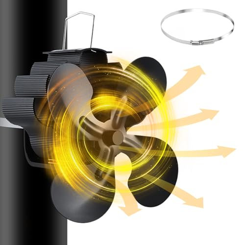 Kaminventilator Stromloser Lüfter 4 Blättern Holzofen Ventilator Wärmebetriebener Ofenventilator kaminventilator