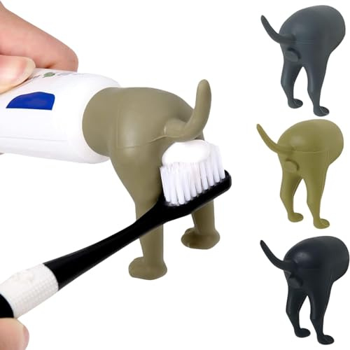 3 stycken roliga hundar pooping tandkräm-lock, pooping hund rumpa tandkräm lock, pooping tandkräm-lock, kreativ tandkräm-dispenser, hund rumpa tandkräm dispenser