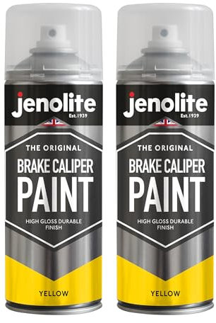 JENOLITE Brake Caliper Spray Paint | YELLOW GLOSS | Brake and Caliper Restoration Spray Paint | Durable Finish, Heat and Petrol Resistant | 2 x 400ml | RAL 1018