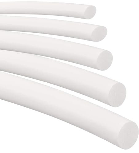 Stubotar Striscia di guarnizione in schiuma di silicone, diametro 5 mm x 5 m di lunghezza, rotonda solida spugna bianca striscia morbida durevole per fai da te, guarnizioni, tubi in schiuma