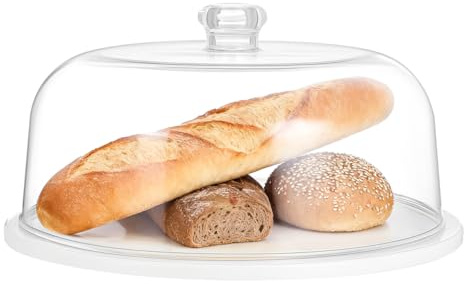 Luxshiny 28cm Acrylic Cake Dome Cover Clear Food Protector Lid | Transparent Round Dessert Showcase Guard with Handle for Bread Fruit Cheese Display Tray Wedding Party Table (11 Inch)
