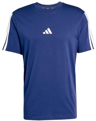 adidas Hombre Essentials Three Stripes Single Jersey Shirt, Dark Blue/White, M