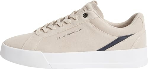 Tommy Hilfiger Men Th Court Premium Suede FM0FM05880 Low Top, Khaki, 9