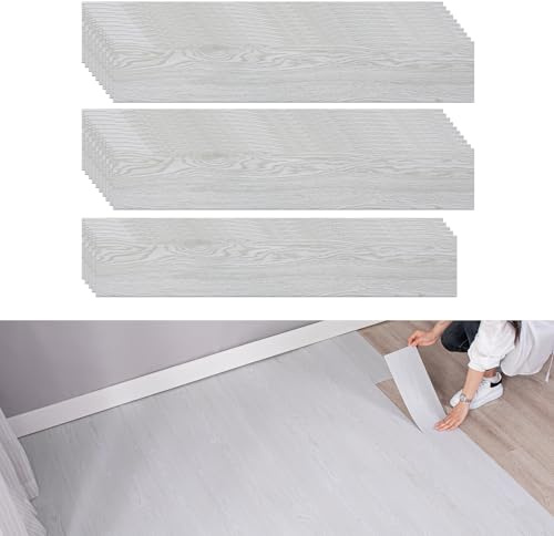 Självhäftande PVC-golv med träeffekt, CEIEVER vinylplattor 25 stycken 40 x 15 cm självhäftande halkfria golv 1,5㎡ vattentät kakel för vardagsrum och kök (E)