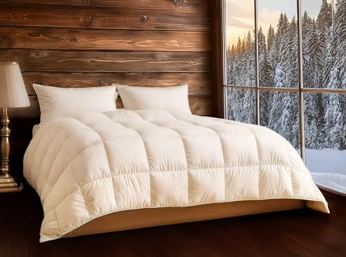 Dorian Home - Piumino Invernale Letto in Vera Piuma d’Oca 360 gr/m², 5 Punti di Calore, Anallergico e Antiacaro, 100% Cotone – Made in Italy (155 x 200 cm, Saint Moritz - 50% Piumino 50% Piumette)