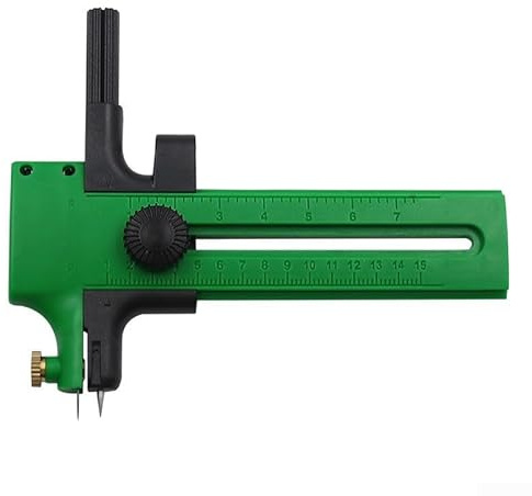 Coupe-cercle pour boussole avec poignée à cliquet pour la fabrication de tissus, loisirs créatifs, scrapbooking de 2 à 15 cm, coupe-papier rotatif avec housse de sécurité M (vert)