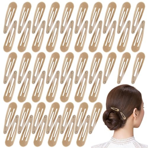 50 Pcs Metal Hair Clips, Children Cute Hair Clips 2 Inch Metal Snap Hairpins for Women Girls (Coffee)