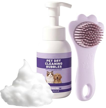 Shampooing Sec pour Chat avec Brosse Nettoyant sans Rinçage