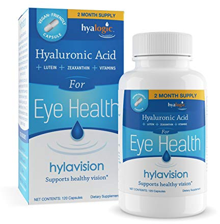 Hyalogic HylaVision Eye Vitamins – with Hyaluronic Acid, Clear Eyes with Lutein and Zeaxanthin Supplements for Eye Care Eye Health Support - 120 Capsules