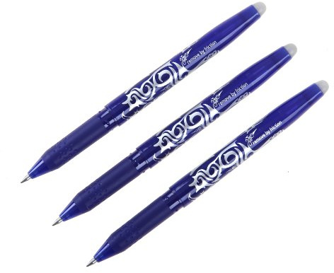 Pilot FriXion Ball Lot de 3 stylos rollers à encre gel effaçable (Bleu)