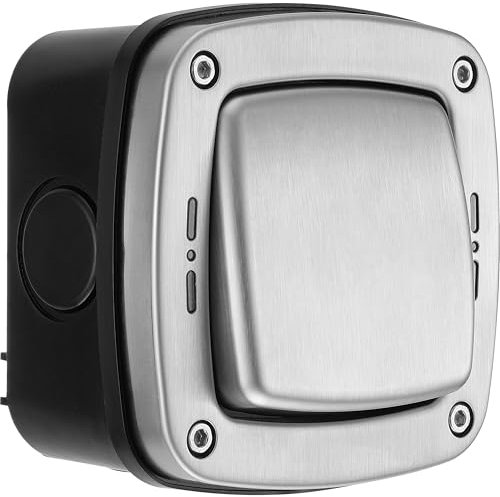 BG Electrical Outdoor Single Wall Switch with LED Indicator, Decorative Weatherproof, Stainless Steel, 2-Way, 20A, IP66 Rated, WPL12