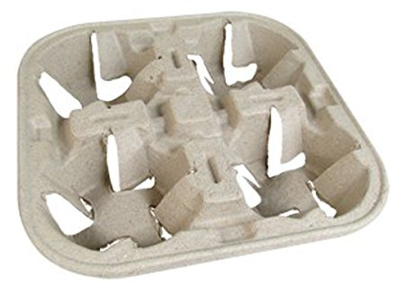 Biodegradable 4-Cup Carrier - Set of 180 - Hot Drinks Cup Holder for Takeaway Coffee Cups