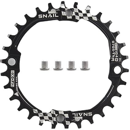 CYSKY Plato Ancho Estrecho 104BCD 30T Bike Solo Plato para 9 10 11 velocidades, mayoría de Las Bicicletas de Carretera Bicicleta de montaña BMX MTB (Negro)