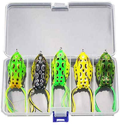 Xersex 4pcs Leurre Grenouille Pêche Douce Hameçon avec Boîte 6g 9g 13g (C)